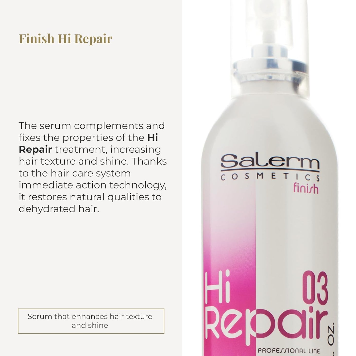 SALERM - Texturizing Hair Serum - Finish Hi Repair - 100 ml - For Damaged Hair - Rejuvenates and Repairs Hair - Softer and Shinier Hair - Immediate EffecT