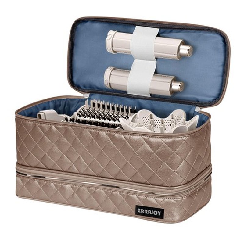 ZRRAJOY Double Layer Storage Case For Shark Flexstyle, Travel Carrying Case For Shark 430/440 Flexstyle, Organizer Bag For Shark Flexstyle/Dyson Airwrap Styler Attachments (Bronze)