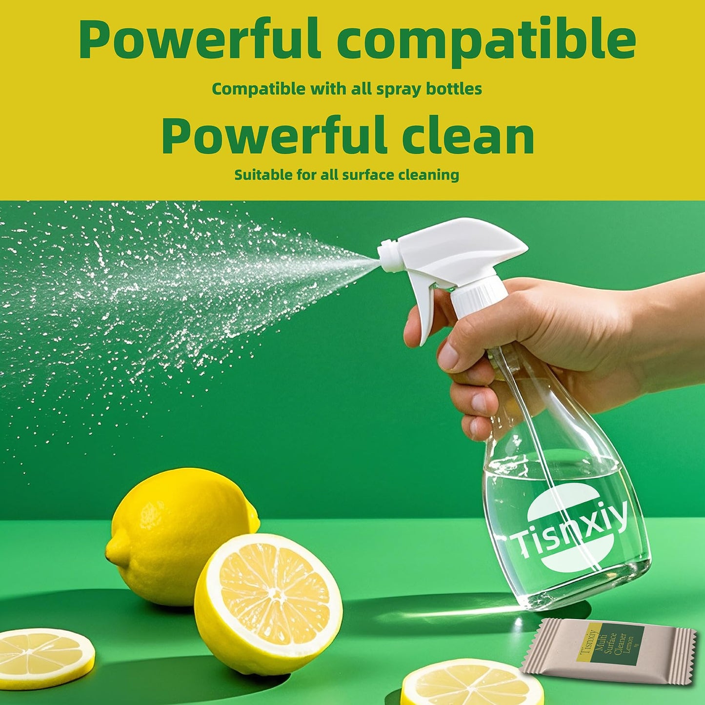 Tisnxiy Multi-Surface Cleaner Refill Tablets - 12 Count- 192 fl oz total (12x 16 fl oz) - All Purpose Cleaner Refill Tablets - For household and kitchen spray cleaners - Fresh Lemon Scent