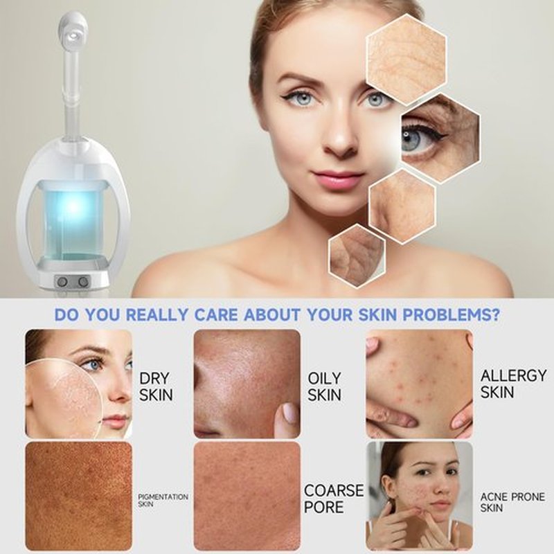 Facial Steamer-Face Steamer for Facial Deep Cleaning, Vaporizador Facial Steamer for Esthetician and Nano Ionic Hot Steam for Face, Professional Facial Steamer with a Headband and Acne Needle Set.