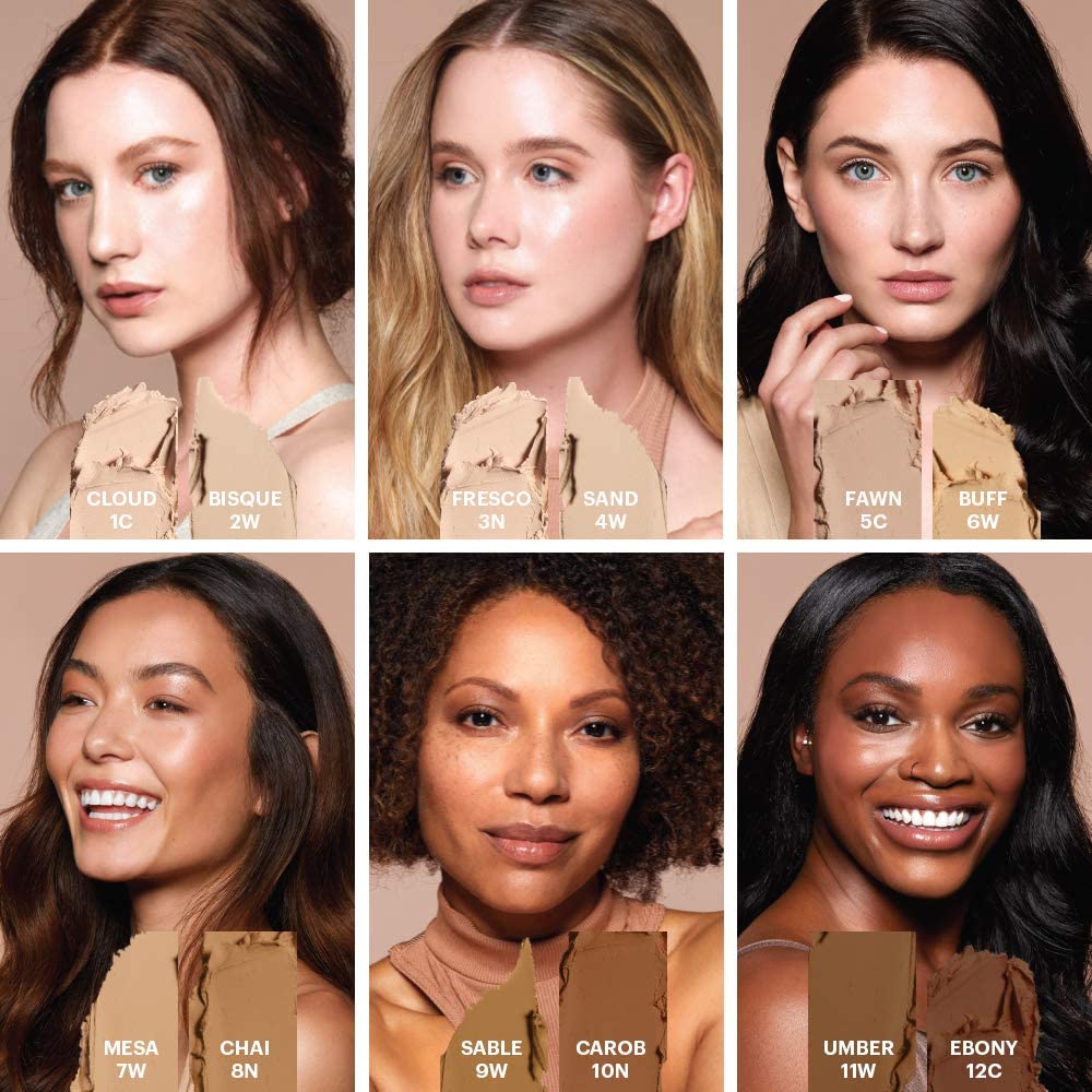 Glo Skin Beauty HD Mineral Foundation Stick - Concealer Makeup Infused with Hyaluronic Acid - Buildable Coverage, Contour & Highlighter (Buff 6W)