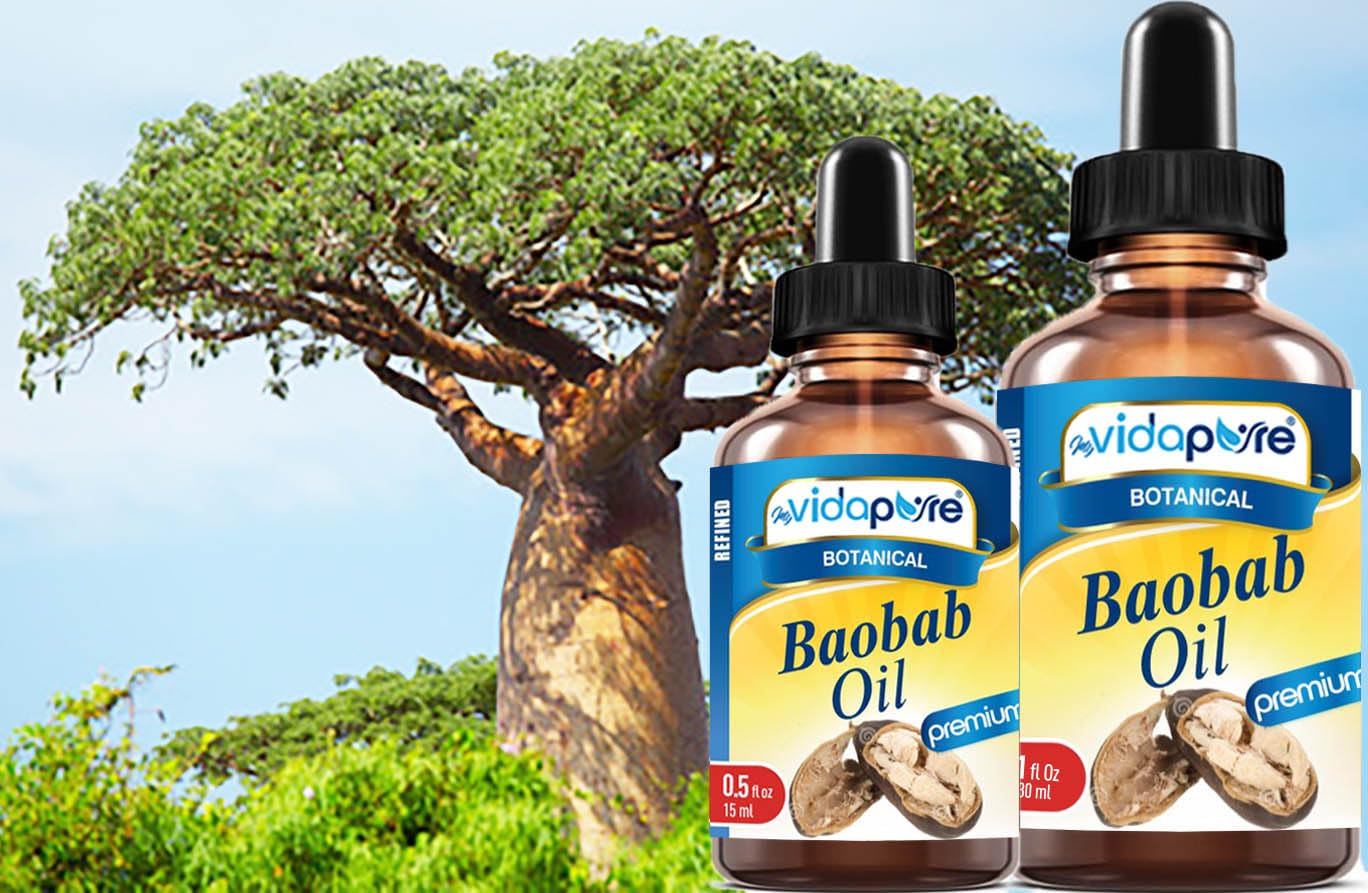 MYVIDAPURE 100% Pure BAOBAB OIL WILD GROWTH RAW for Skin, Hair, Lip and Nail Care. (0.5 Fl Oz)