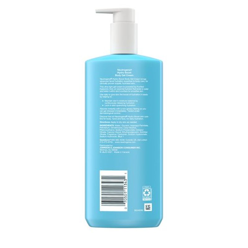 Neutrogena Hydro Boost Body Gel Cream, Hydrating Body Lotion with Hyaluronic Acid for Normal to Dry Skin, Lightweight Fragrance-Free Hyaluronic Acid Moisturizer, 16 OZ