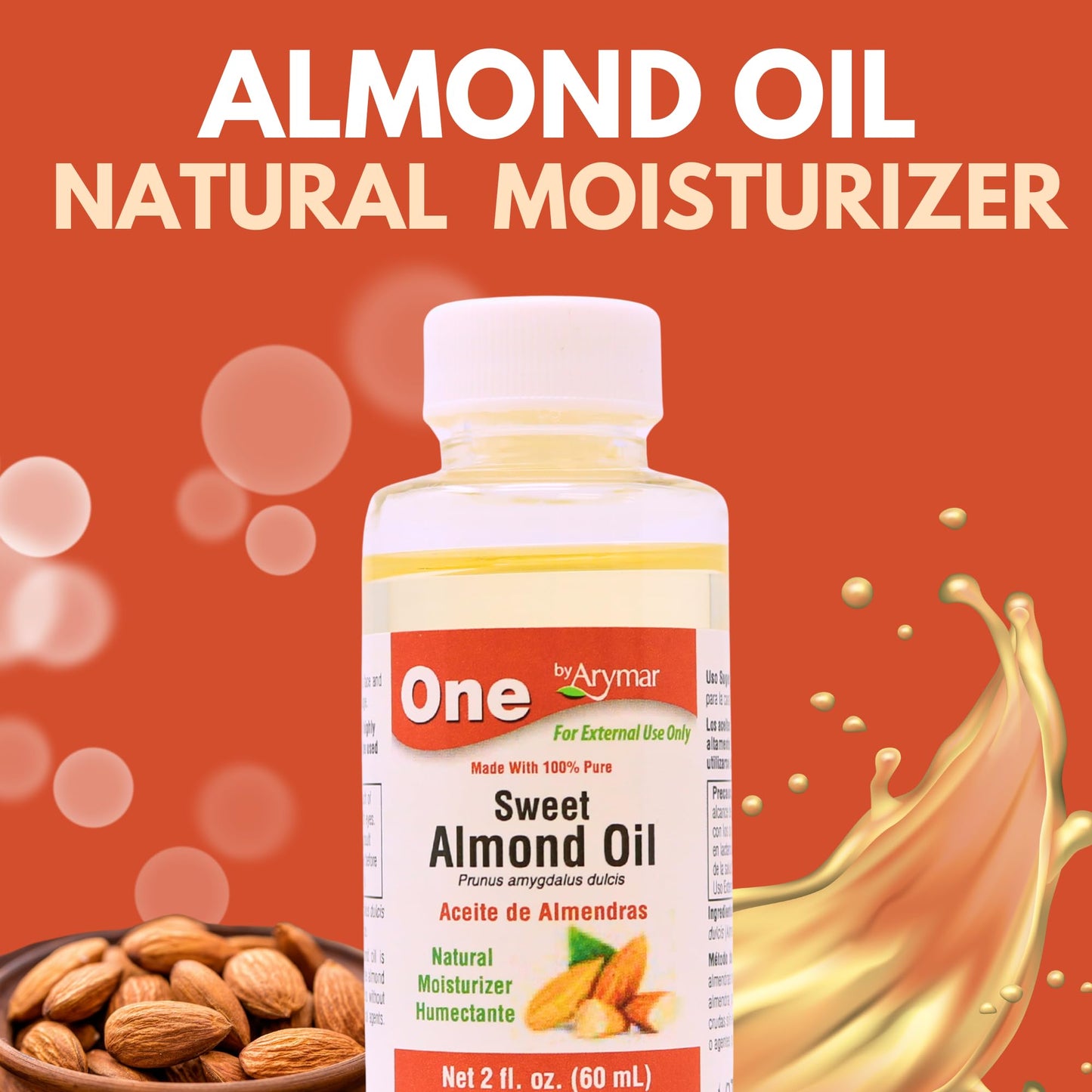 Arymar Almond Oil, Natural Oil for Skin, Hair, Massage & Aromatherapy Diffusers, 2 oz