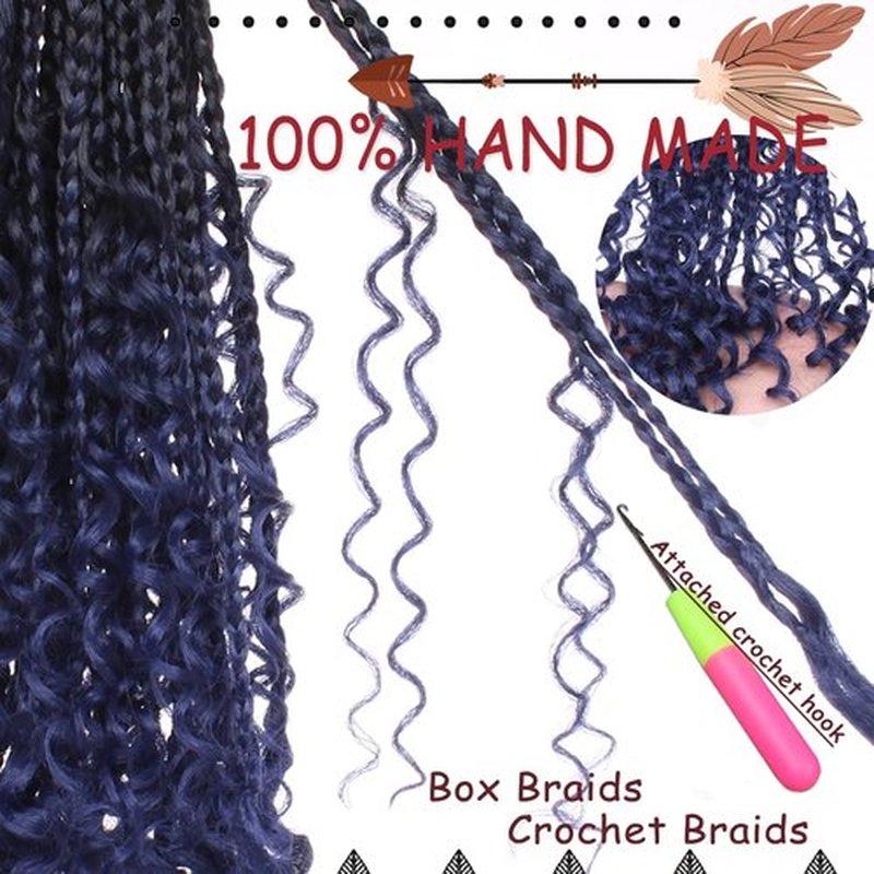 Beverlee Boho Box Braids 8 Packs Goddess Box Braids 14 Inch Bohemian Box Braids Crochet Hair Crochet Box Braids with Curly Ends Pre-looped Synthetic Crochet Hair for Black Women 128 Strands