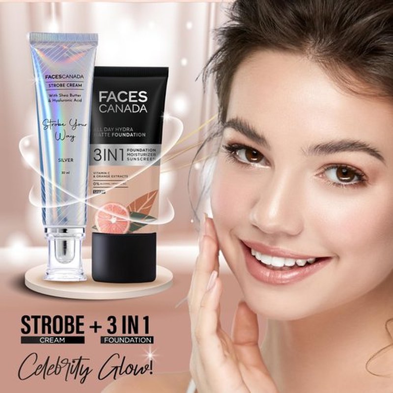 FACE'S CANADA Strobe Cream | Primer + Highlighter + Moisturizer | Shea Butter & Intense Hydration Flawless Radiant Dewy Skin For Illuminating & Glowing Makeup Base - Silver, 30g (1.05 Oz)
