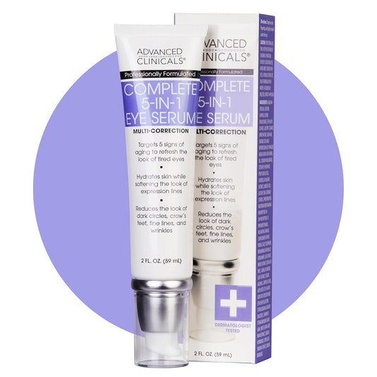 Advanced Clinicals 5-in-1 Eye Serum - Anti-Aging Under Eye Treatment for Dark Circles & Puffiness | 2 Fl Oz