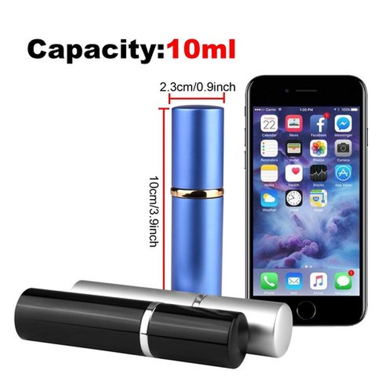 Zingso Portable Mini Refillable Perfume Bottle, 3 Pcs Travel Size Perfume Atomizer Empty Spray Bottle Case for Outdoor and Traveling with Funnel and Perfume Diffuser (B - 10ml (Black+Silver+Blue))