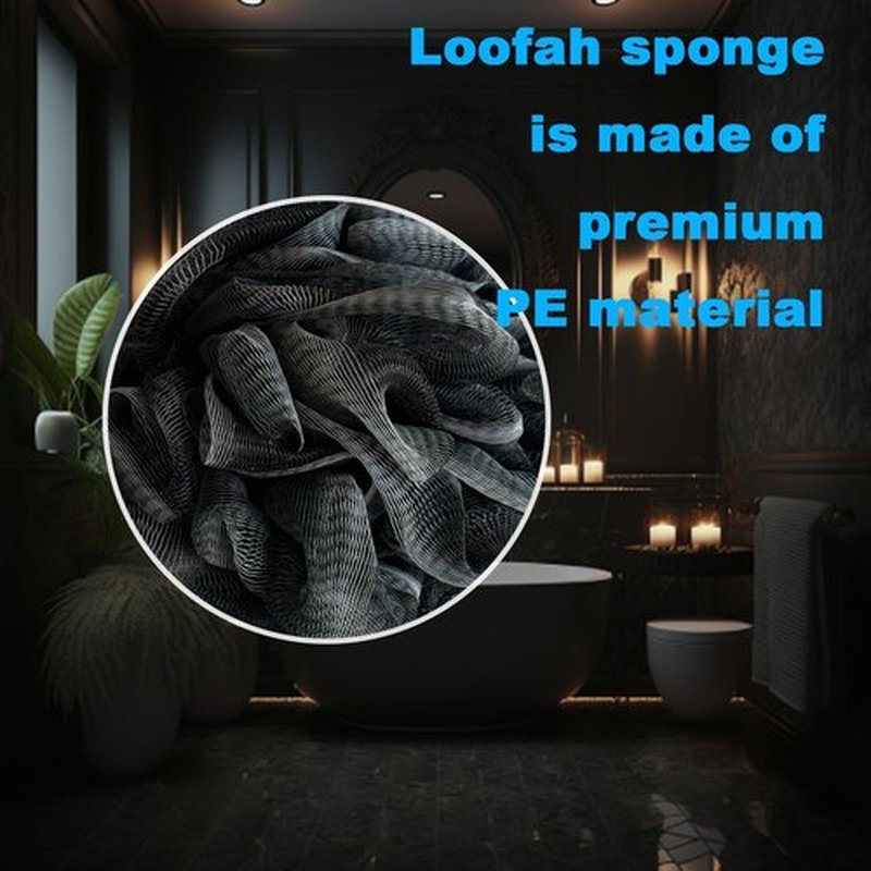 Black Bath Shower Loofah Exfoliating Body Back Scrubber Sponge for Women Men 60g (1 Pack)