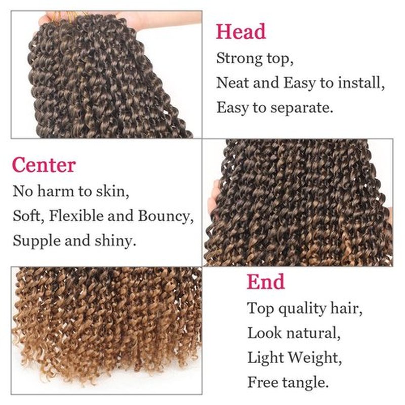 Leeven 2 Pcs Passion Twist Hair Ombre Color Water Wave Synthetic Crochet Braids for Butterfly Locs 18 Inch 36 Roots Passion Twists Crochet Braiding Hair Extension T27#