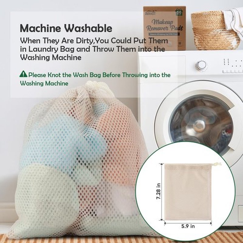 HOMEXCEL Reusable Makeup Remover Pads 50 Pack, Makeup Remover Cloth Face Pads for Facial Cleansing-Soft Cotton Rounds for All Skin Types with Laundry Bag (Pink-Blue-Green-White)