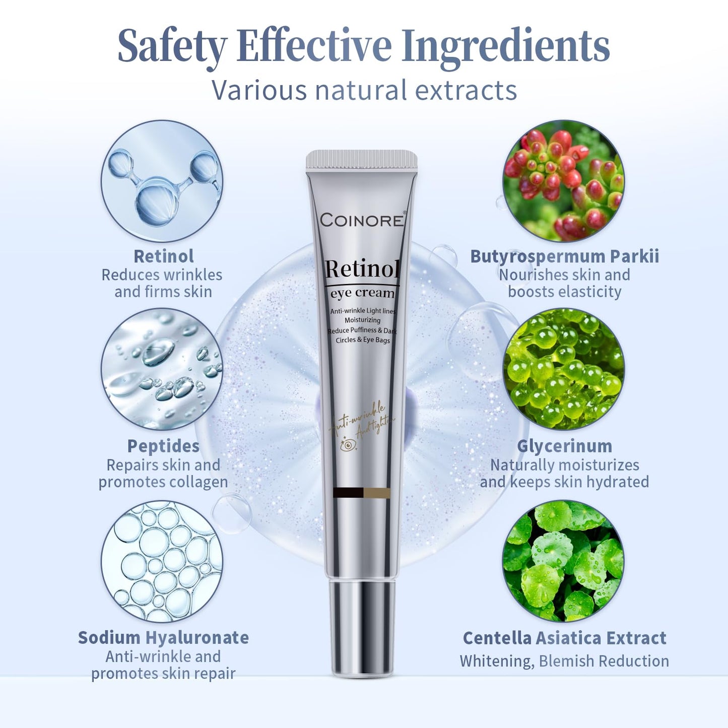 Retinol Under Eye Cream - Anti-Aging Treatment for Dark Circles, Puffiness & Wrinkles, Gentle Formula for Men & Women to Reduce Fine Lines, 0.7 Fl Oz