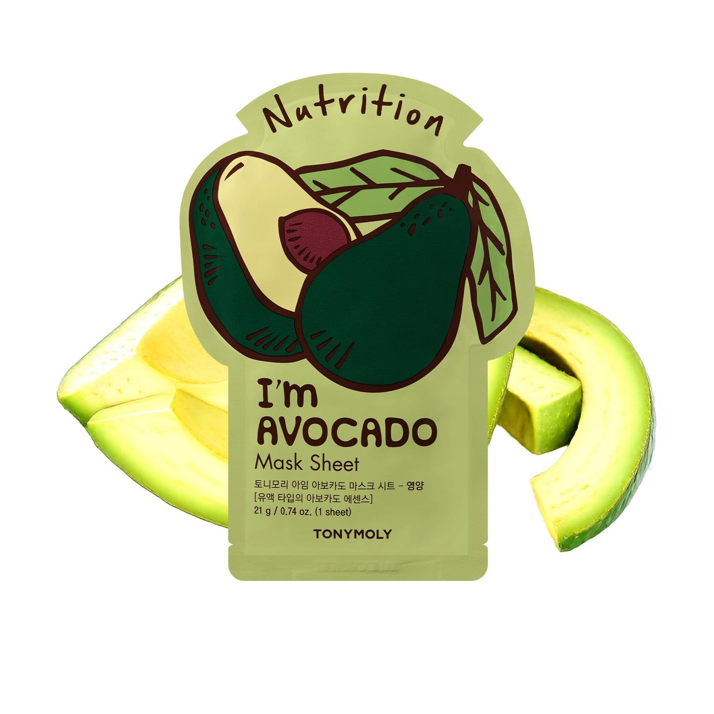 TONYMOLY I’m Avocado Sheet Mask – Nourishing Korean Face Mask with Avocado Extract for Hydration, Moisturizing & Soothing Skincare