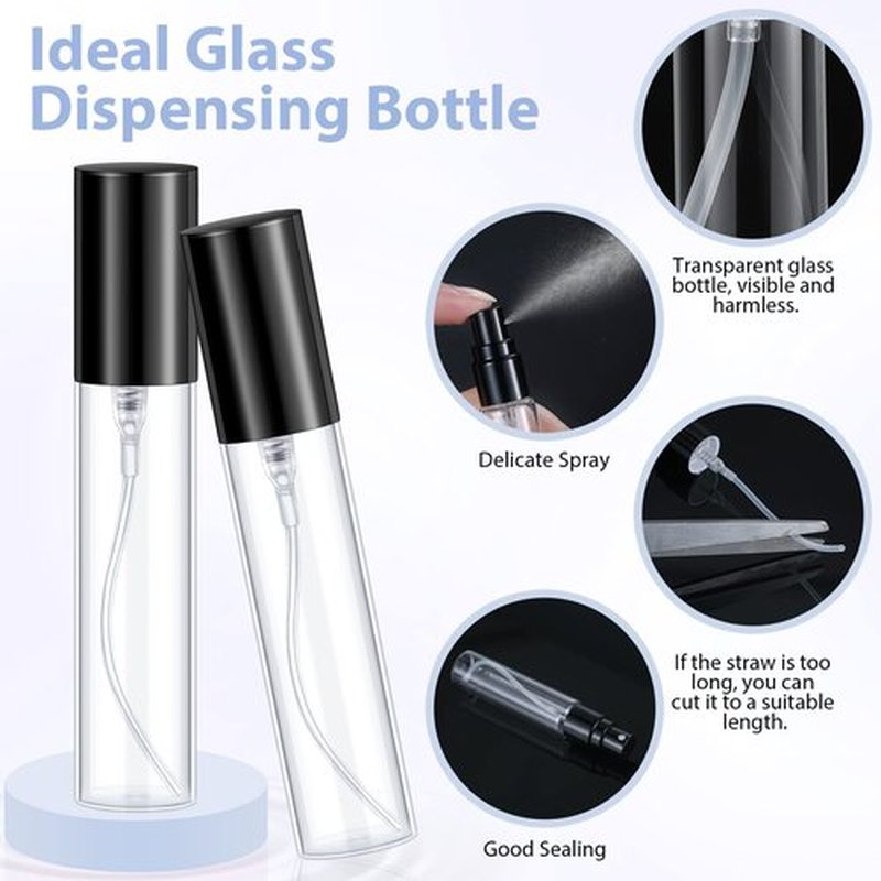 Yinder 25 Pcs Perfume Travel Refillable Atomizer bulk Perfume Bottles Empty Mini Perfume Sample Spray Bottle Clear Fragrance Bottle Cologne Perfume Containers(10 ml,Black)