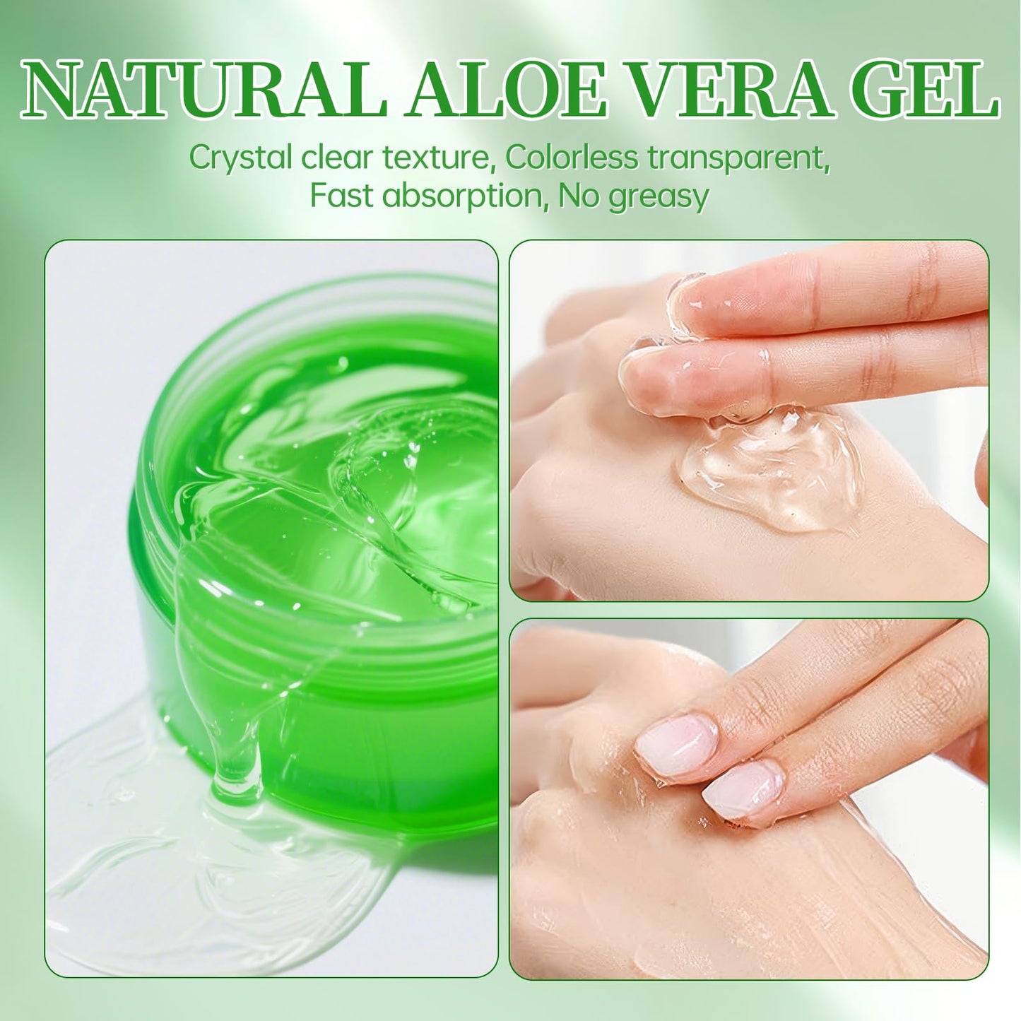 ASYBO 300 ML Natural Aloe Vera Gel -Organic Moisturizing Cream, Soothing and Hydrating, Sunburn and Scar Repair, Care for Face Body Hair