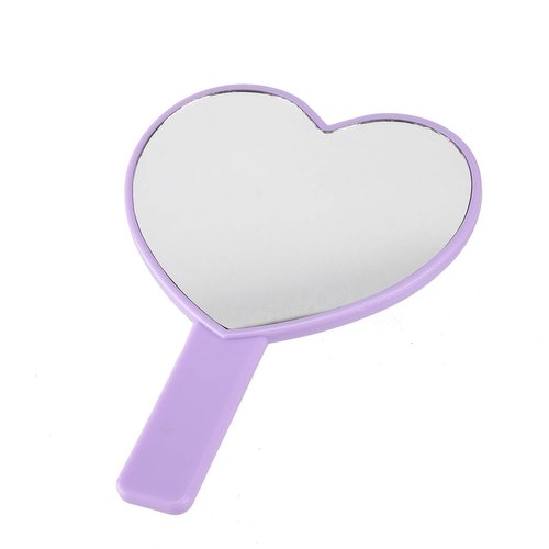 TBWHL Heart-Shaped Travel Handheld Mirror, Cosmetic Hand Mirror with Handle (Purple, 1Pack)