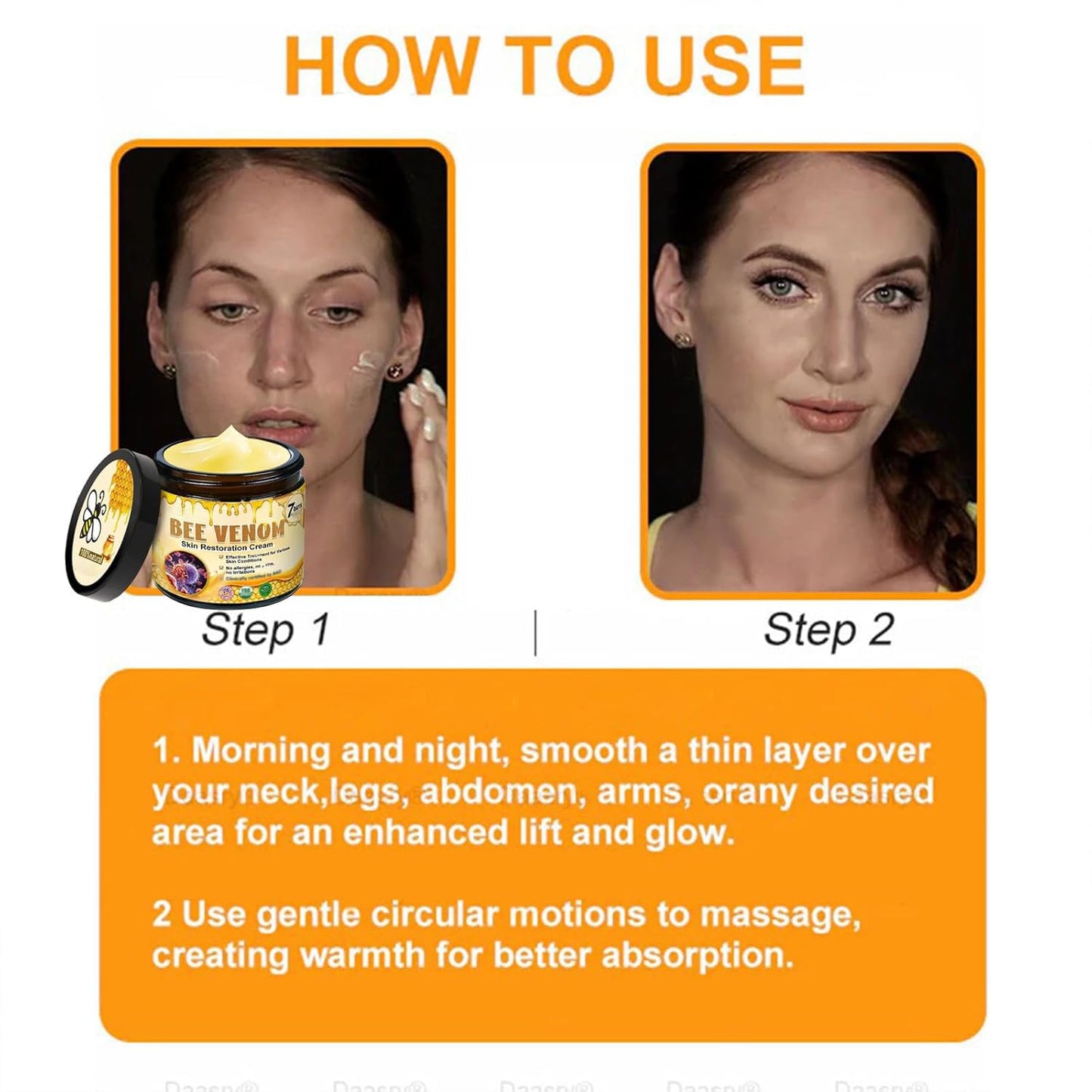 Bee Venom Skin Restoration Cream,Natural Bee Venom Comprehensive Cream,Effectively Firms skin and Reduces Imperfections Anti-Wrinkle Moisturizing for All skin Typess (2PCS)
