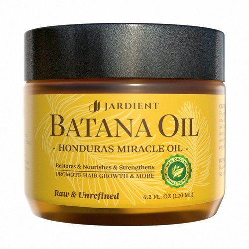 Jardient Raw Batana Oil for Hair Growth: Dr Sebi Organic Batana Oil from Honduras - 100% Pure & Natural - Promotes Thicker & Stronger Hair for Men & Women (4.2 OZ)