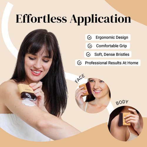 Self Tanner Brush by Keshima - Large Self Tanning Brush for Face and Body Makeup Brush Application - Kabuki Self Tan Brush Applicator for Smooth and Even Coverage