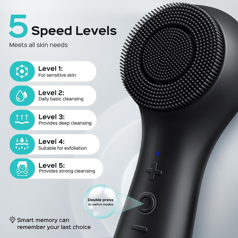 COSLUS Face Scrubber - 2-in-1 Silicone Electric Cleansing Brush | Waterproof Exfoliator for Men & Women