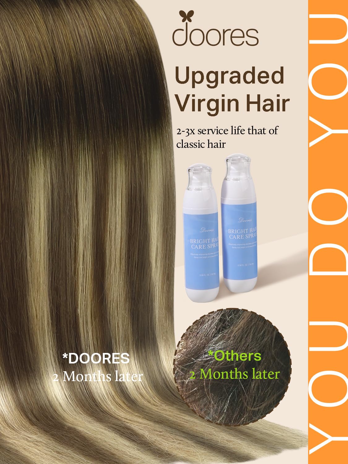 DOORES Hair Extensions Tape in, Balayage Walnut Brown to Ash Brown and Bleach Blonde 14 Inch 25g 10pcs, Tape in Human Hair Extensions Straight Remy Hair Skin Weft Tape