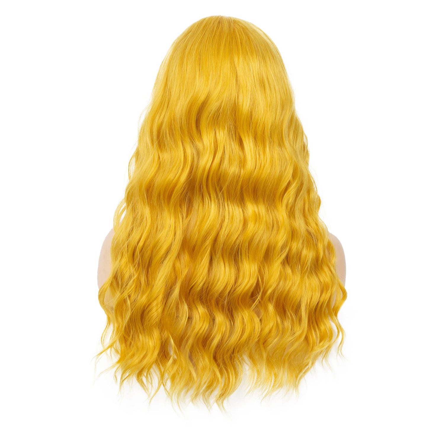 Beweig Yellow Wig for Women Long Curly Wavy Cute Colorful Wigs Middle Part Synthetic Hair Wigs Halloween Cosplay Daily Party Wigs (25 inch)