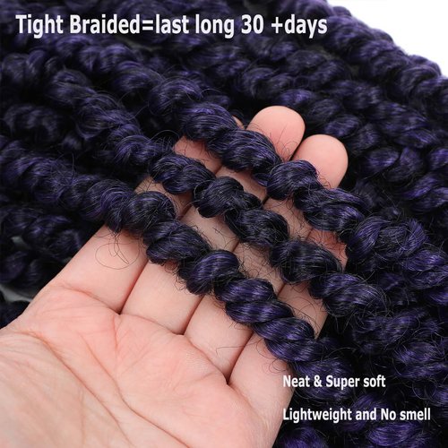 Purple Passion Twist Crochet Hair 14 Inch 8 Packs Black Purple Pre Twisted Passion Twist Crochet Hair Prelooped Purple Ombre Crochet Twists Hair for Black Women