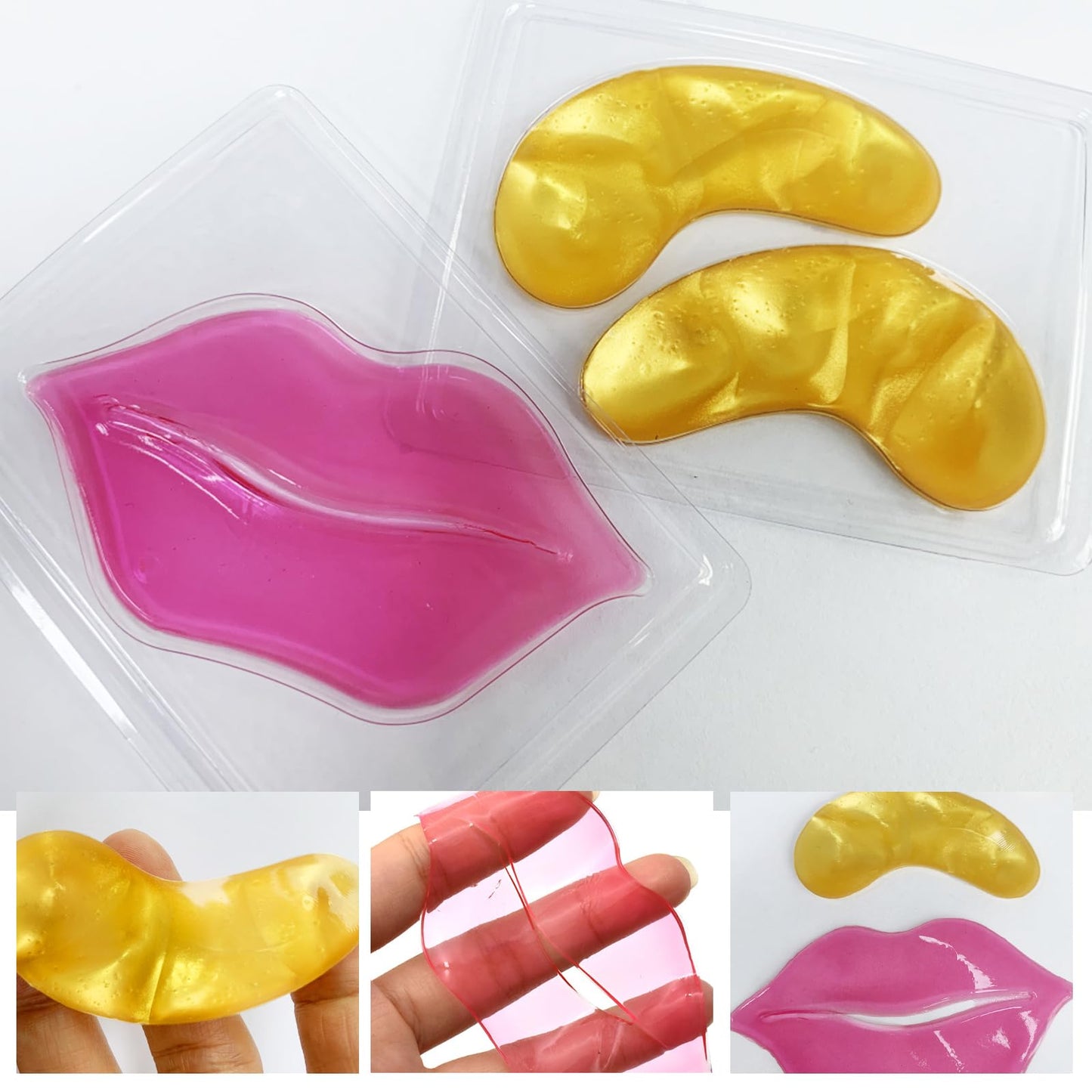 Permotary 30 Pairs 24K Gold Eye Masks & Lip Mask, Under Eye Patches and Lip Pads,Collagen Crystal Mask Set for Puffy Eyes, Dark Circles, Lip Mask Skincare for Teacher Appreciation Gifts