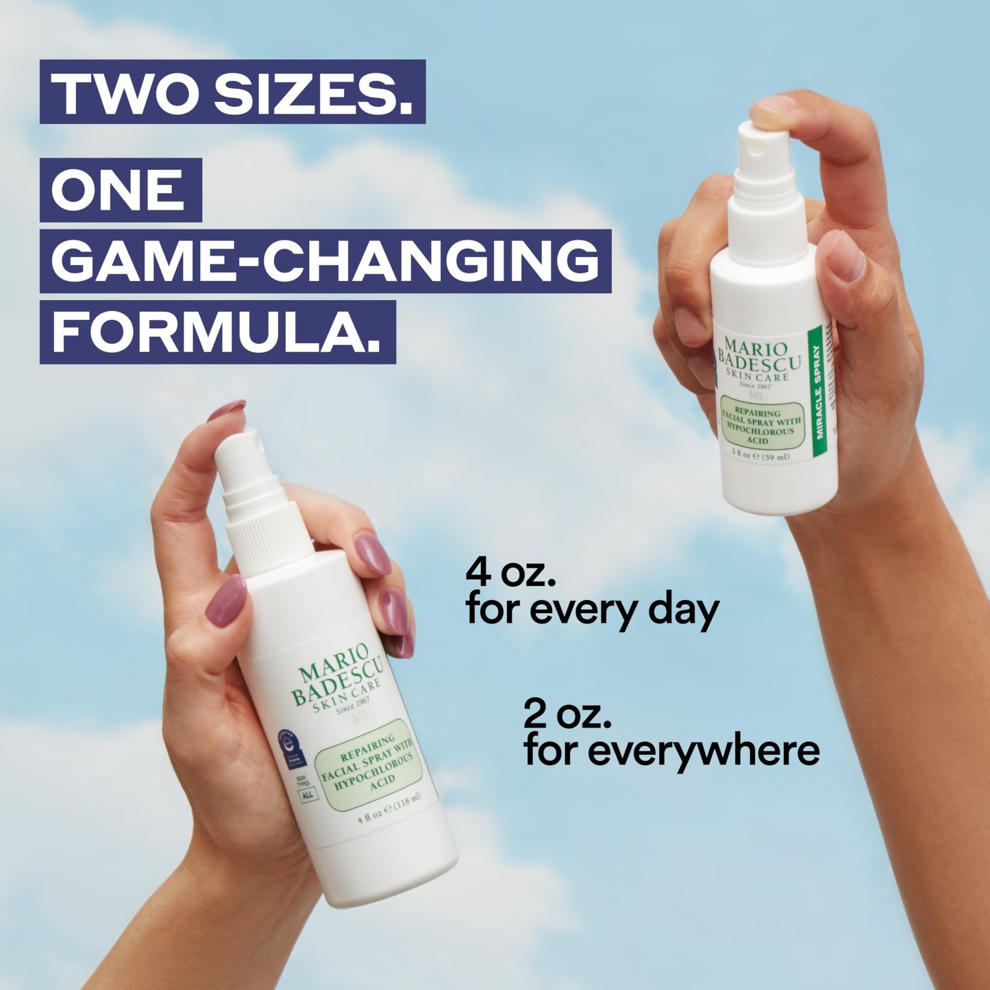Mario Badescu Repairing HOCl Facial Spray with Hypochlorous Acid – Soothes & Hydrates Angry, Irritated Skin, Reduce Redness & Flare-Ups – pH Balancing, Non-Irritating Cleanser, 2 Fl Oz (Pack of 2)