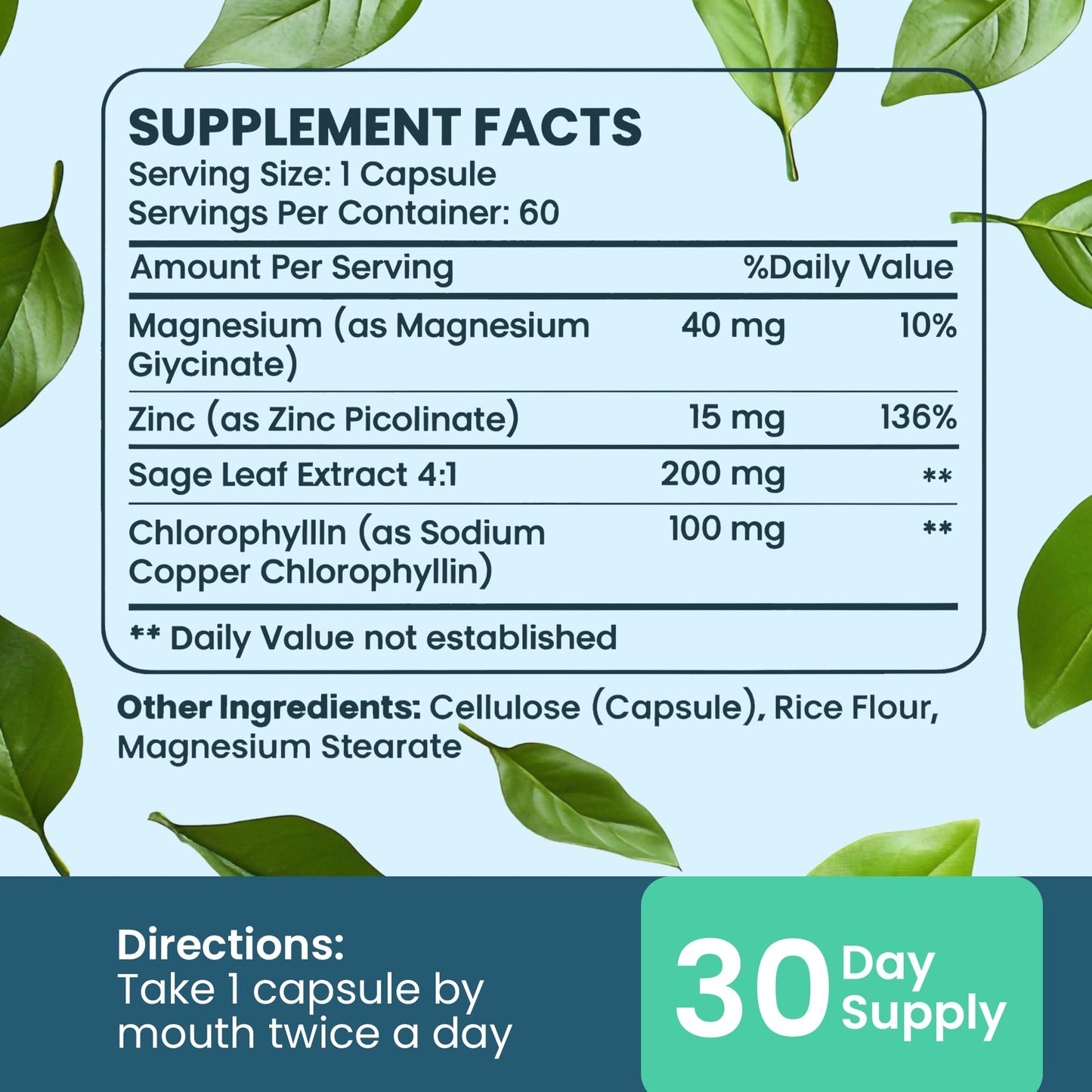 DeoCaps Whole Body Deodorizing Supplement - 100% Natural Internal Deodorant, Sweat Relief - Body Odor Pills Reduce Odor in Underarms, Intimate Areas & Feet - 60 Chlorophyll Capsules for Gut Health
