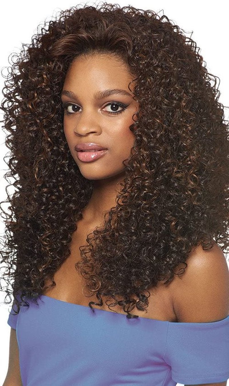 Outre DOMINICAN CURLY BUNDLE HAIR (4 Medium Brown) Batik Quick Weave Synthetic Half Wig
