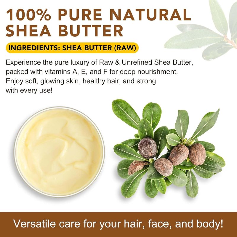 Raw Shea Butter - Pure Natural Moisturizer for Face & Body | Long-Lasting Hydration, 7.8 oz