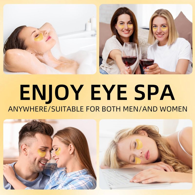 Under Eye Patches for Dark Circles | Moisturizing 24K Gold Eye Masks - 60 Pcs for Puffiness & Wrinkles