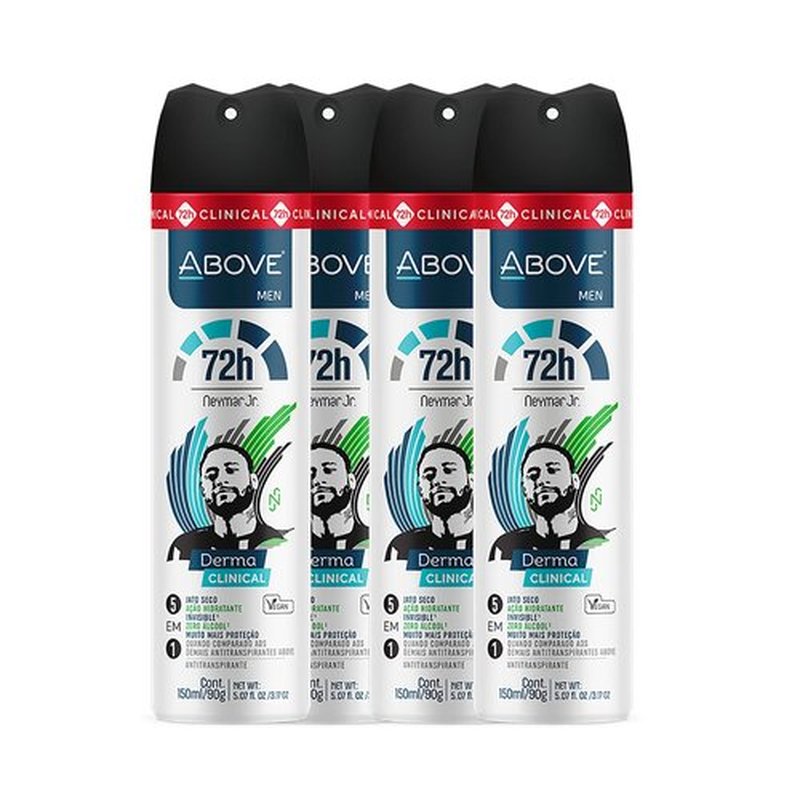 ABOVE 72 Hours Derma Clinical Antiperspirant Deodorant, Neymar Jr Men, 3.17 oz - Deodorant for Men - With Tea Tree Oil - Stain-Free - Dry Spray
