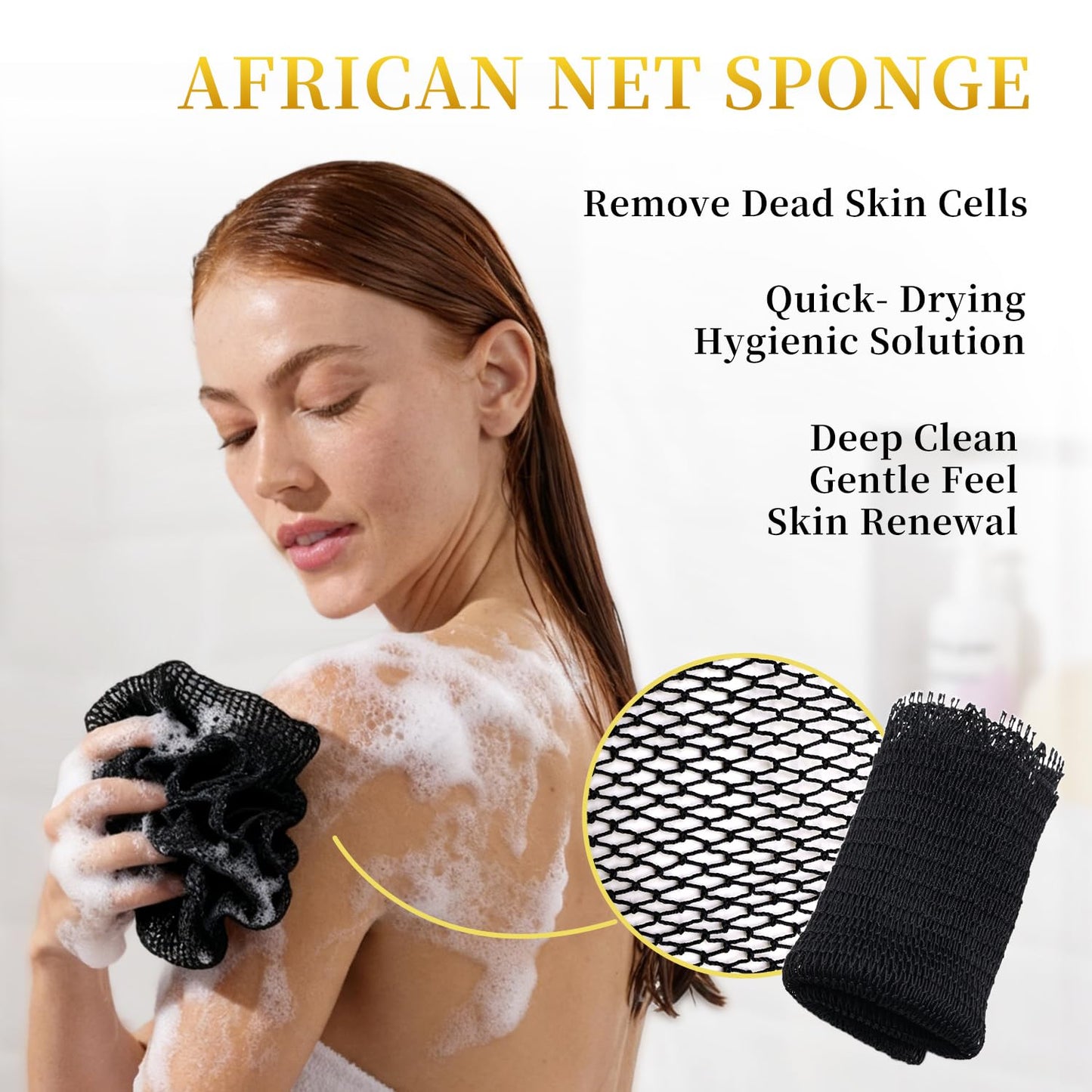 DOXOLATO Lemon Turmeric Soap Bars for Face Body - Improve Skin Texture Turmeric Soap Bar with African Net Sponge, 4 Bars