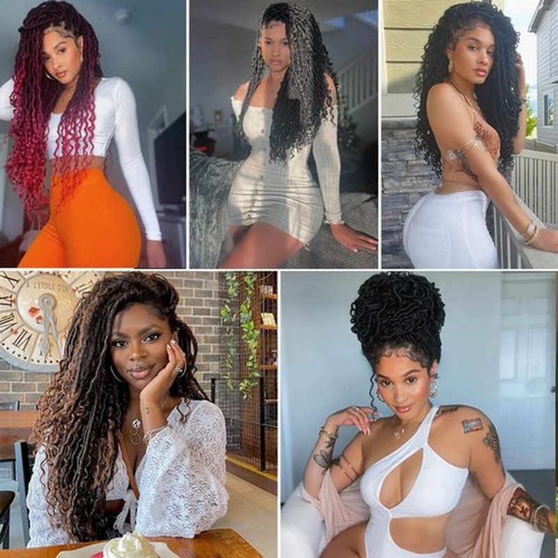 Beverlee 30 Inch Goddess Locs Crochet Hair 8 Pcak Boho Locs Goddess Faux Locs Boho Crochet Locs Pre Looped Soft Hippie Locs Synthetic Bohemian Curly Crochet Locs Hair for Black Women