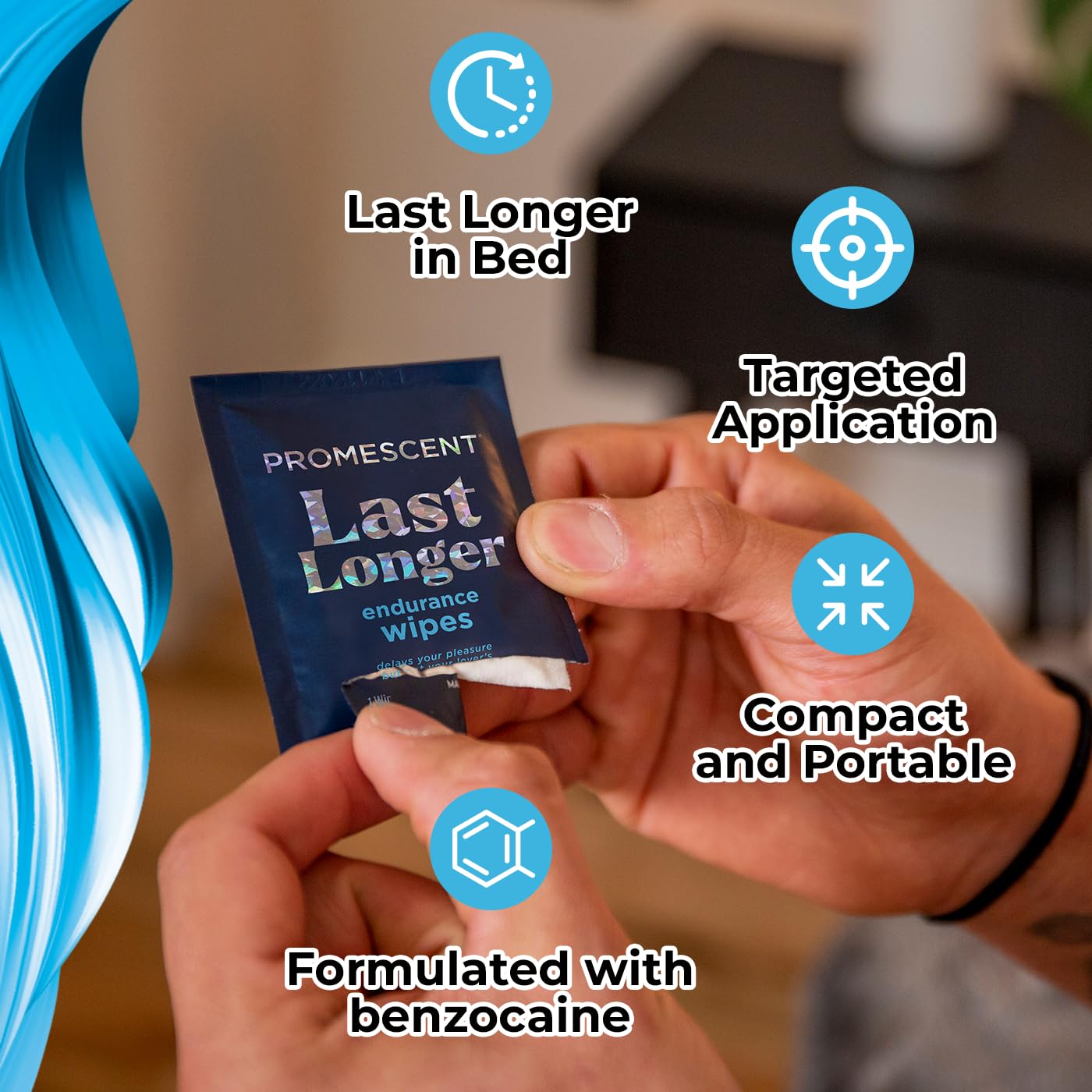 Promescent Delay Wipes Sexual Enhancer for Men to Last Longer in Bed, Extended Climax Control with Benzocaine for Male Genital Desensitizing - Increase Duration (7 Count)