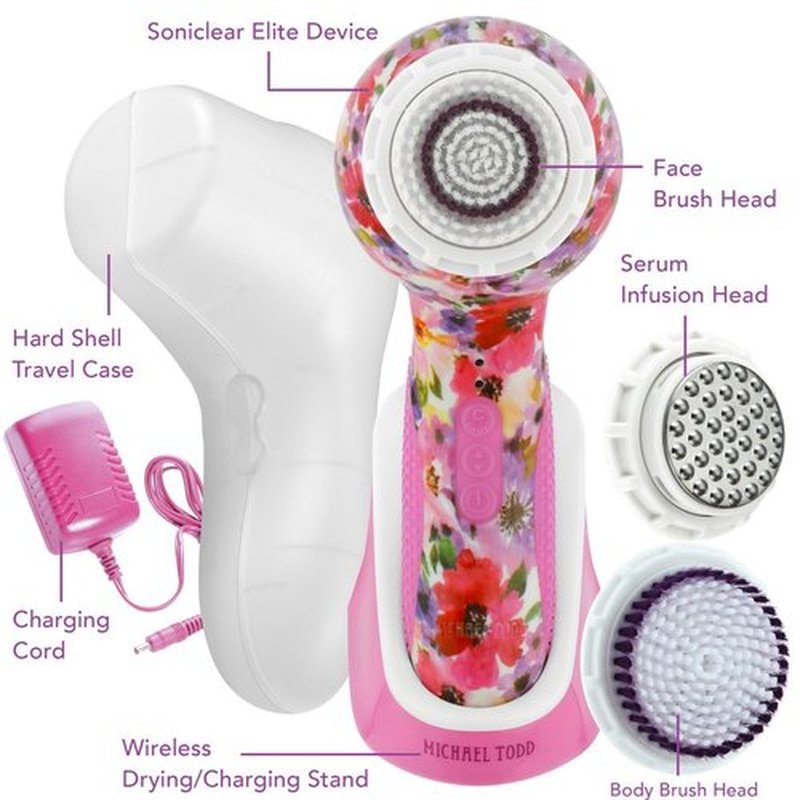 Michael Todd Beauty - Soniclear Elite - Facial Cleansing Brush System - 6-Speeds - Face Cleansing Brush & Exfoliating Body Scrubber