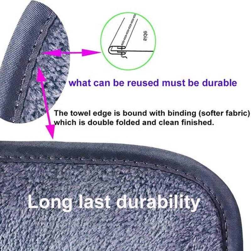 Makeup Remover Cloth (5 pack) Reusable Microfiber Makeup Remover Face Towel Removing All Makeup With Just Water Soft for All Skin Types 7.5 X 15 inch Grey