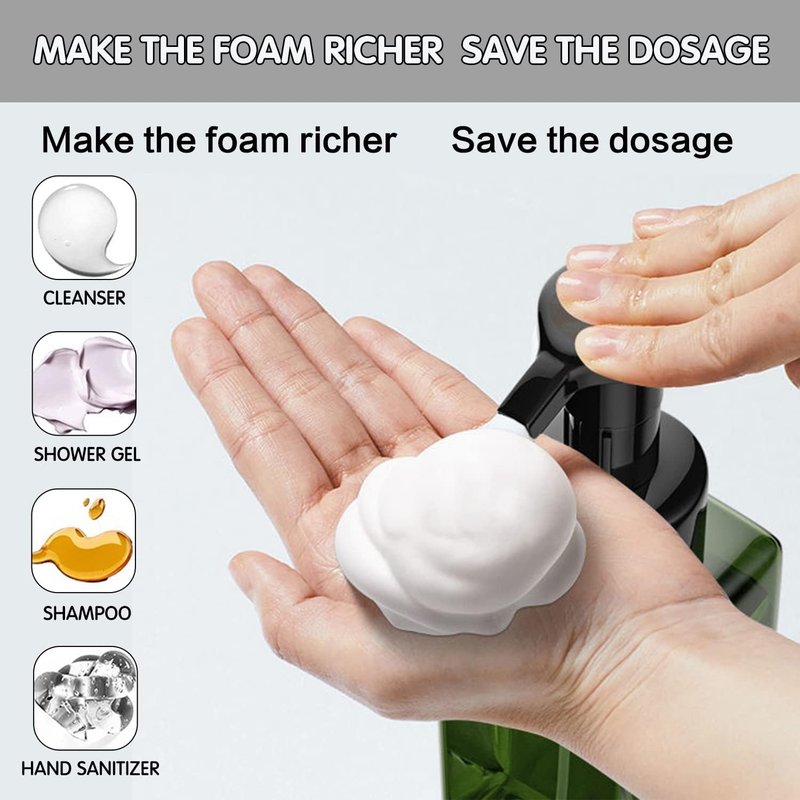 Foaming Soap Dispenser Set - Refillable 17 oz Pump Bottles for Bathroom & Kitchen | Green