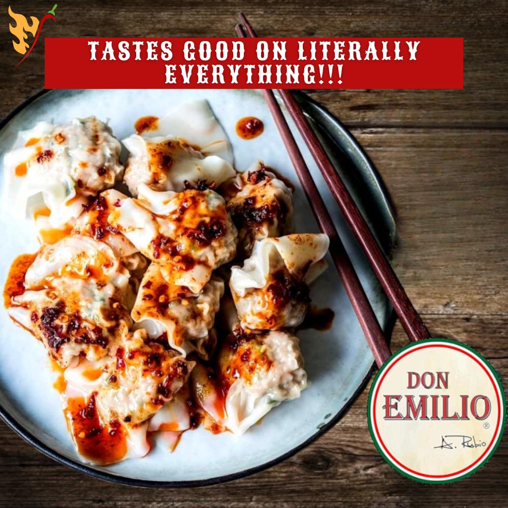 DON EMILIO Salsa Macha Extra Hot Sauce | Authentic Mexican Chili Crisp with Hot Chili, Red Pepper& | Crunchy Chili Oil | Spicy Gourmet Sauce | Vegan, Keto & Non-GMO | 9 oz (1 unit)