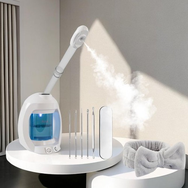 Facial Steamer-Face Steamer for Facial Deep Cleaning, Vaporizador Facial Steamer for Esthetician and Nano Ionic Hot Steam for Face, Professional Facial Steamer with a Headband and Acne Needle Set.
