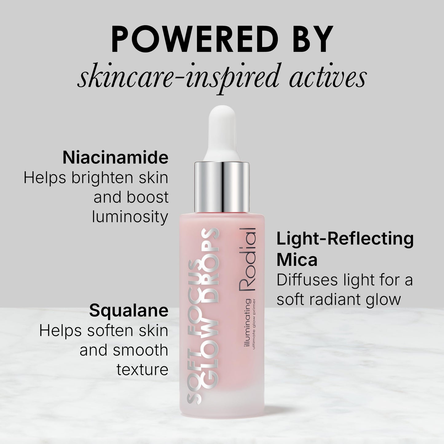 Rodial Glow Essentials Set - Soft Focus Glow Drops 1.05 fl oz. + Banana Lowlighter Travel Size 0.05 fl oz. + Lip Oil 0.13 fl oz. - Hydrating Radiance Boosting Trio for Brightening Skincare and Makeup
