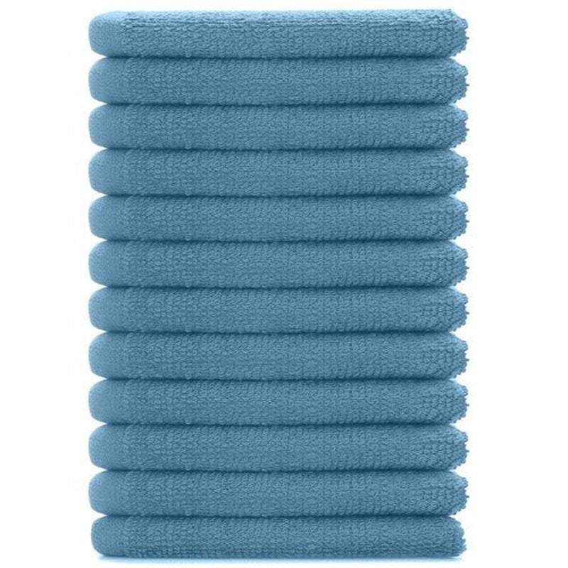 DAN RIVER 100% Cotton Washcloths 12 Pack Premium Quality Face and Body Cloth, Quick Dry Essential Towels for Bathroom, Hand, Kitchen & Cleaning, Baby Washcloths | 12X12 in | 400 GSM | M.Blue