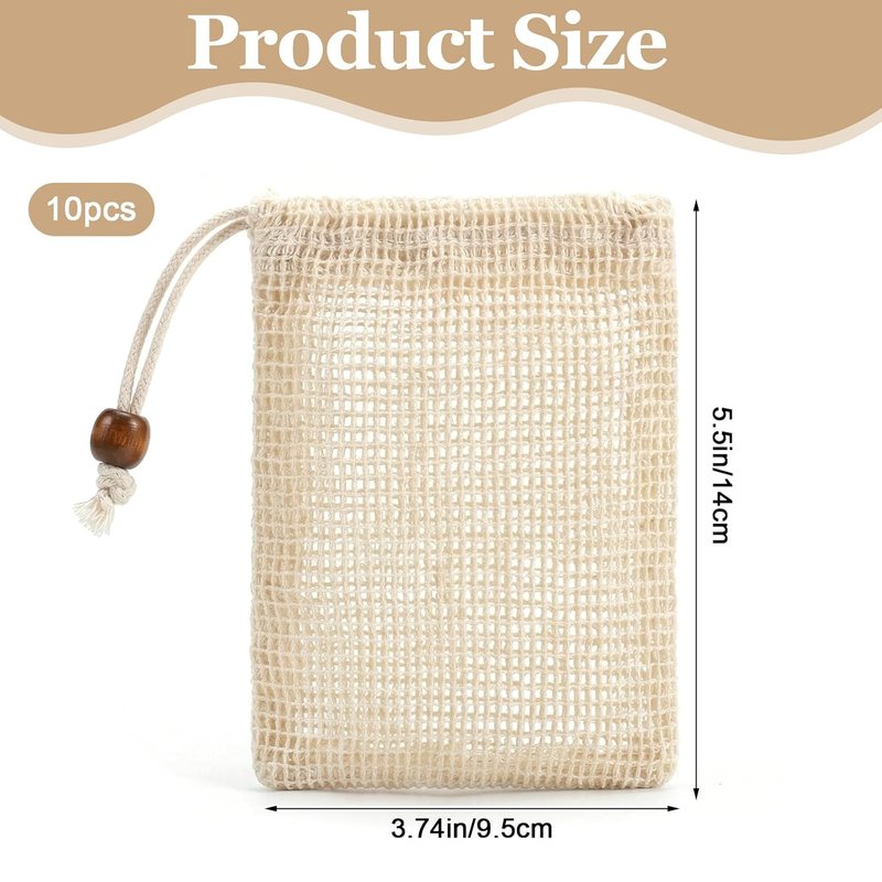 Soap Saver Bag - 10 Pack Natural Sisal Mesh Soap Holder for Shower | Durable & Eco-Friendly