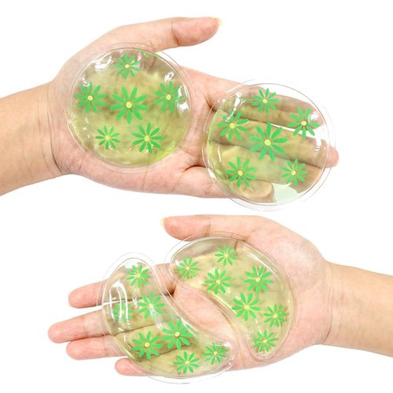 CONBELLA Gel Ice Pack Reusable Cooling Eye Pads and Under Patches,Eye Hot Cold Treatment for Redness,Pain Relief Relax (Green leaves)