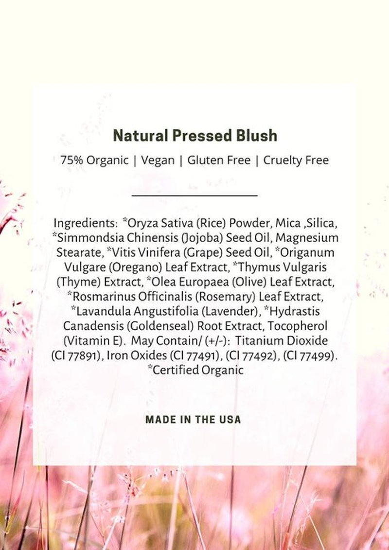 Mom's Secret 100% Natural Blush, Organic, Vegan, Gluten Free, Natural Pressed Blush, Cruelty Free, Made in the USA, 0.18 oz (Flush)