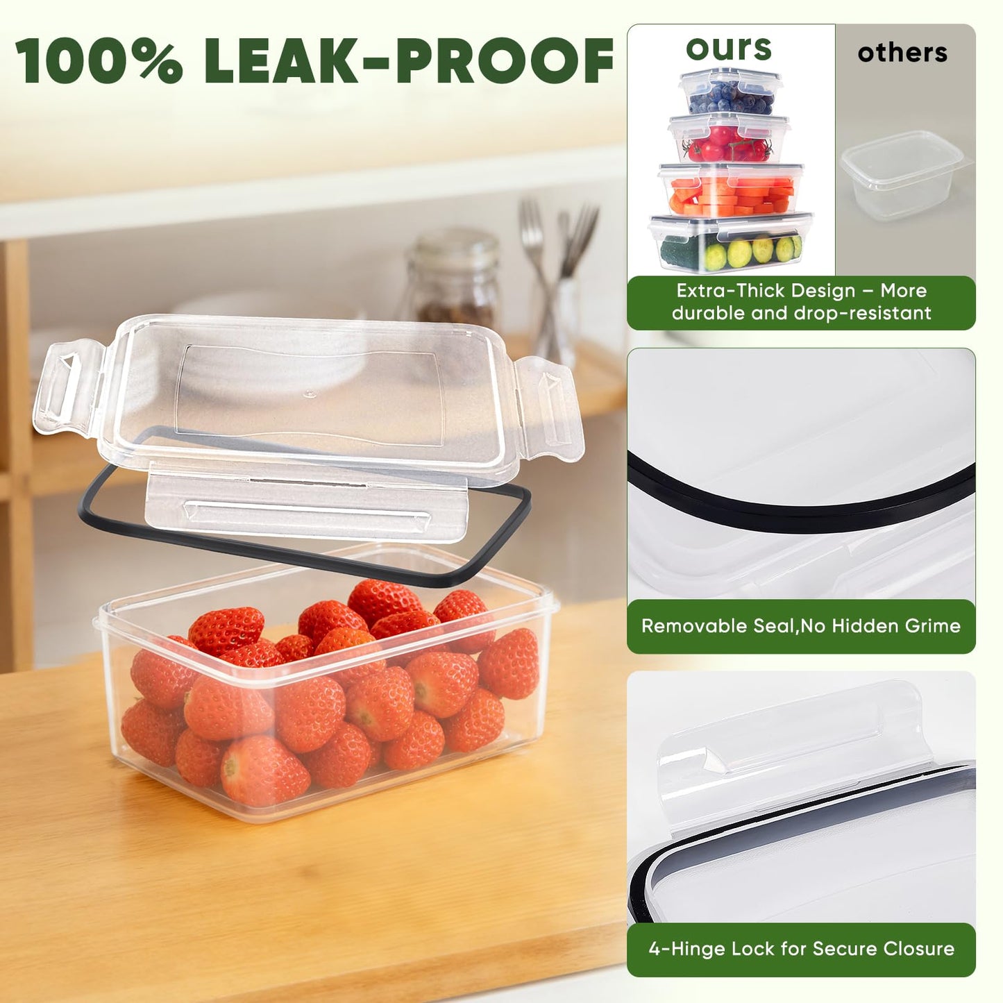 AGNDTXR 24-Piece Food Storage Containers, Leakproof Airtight