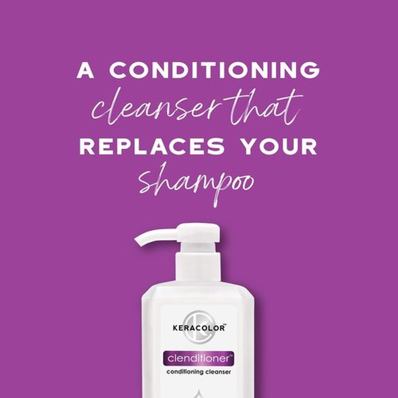 KERACOLOR Clenditioner Cleansing Conditioner Color Safe Prevents Fade - Replaces Your Shampoo, Keratin Infused, 33.8 Fl Oz