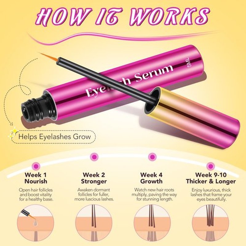 Lash Serum - 5ml Rapid Eyelash Growth Serum,eyelash serum,Lash Serum for Eyelash Growth Thickness, Stronger, Healthier Lashes & Brows, Vegan & Cruelty-Free